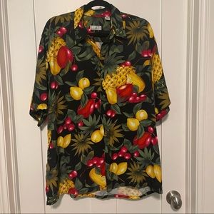 Vintage Burma Bibas size large button up fruit shirt! Dopamine Dressing!